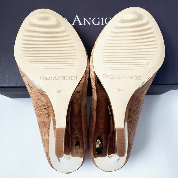 New Enzo Angiolini Amerly Gold Cork Wedge Heels - Picture 7 of 7